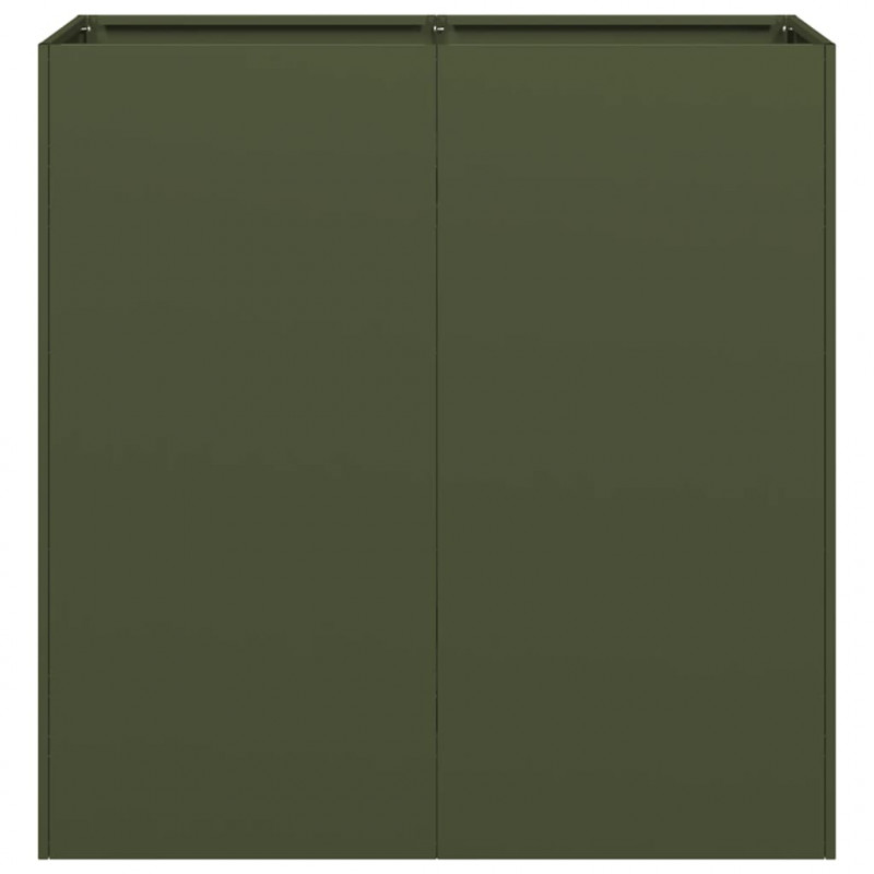 Donica, oliwkowa, 80x40x80 cm, stal walcowana na zimno