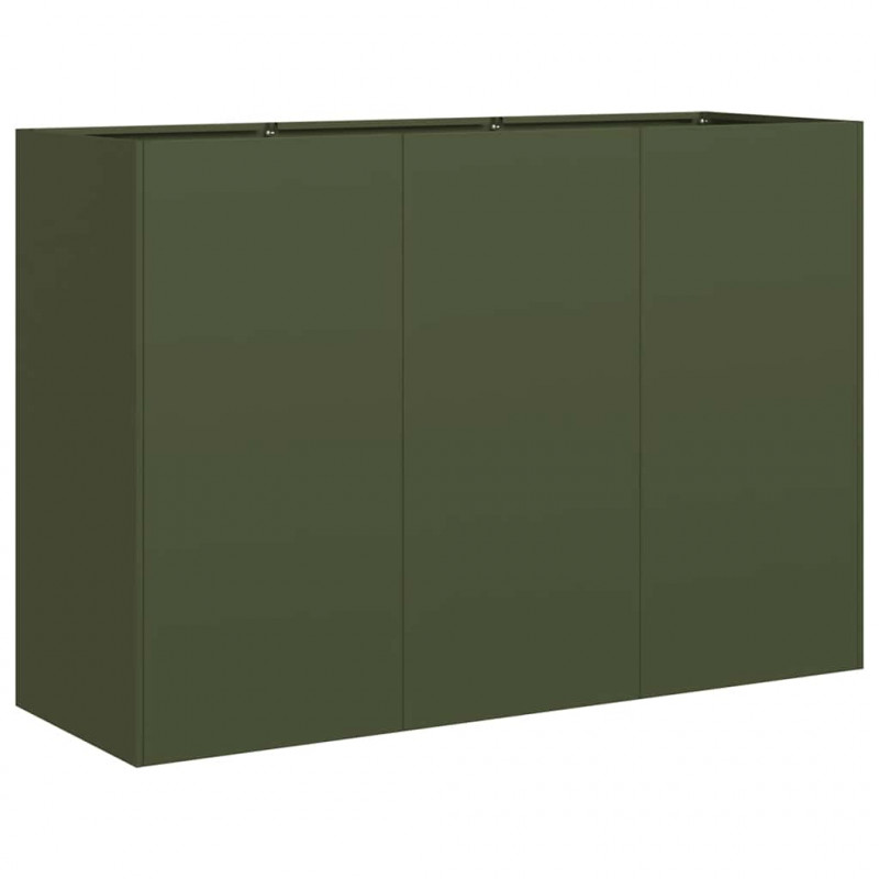 Donica, oliwkowa, 120x40x80 cm, stal walcowana na zimno