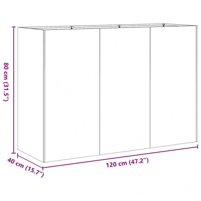 Doniczka 120x40x80 cm Stal ocynkowana