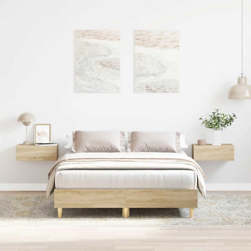 Rama łóżka bez materaca Sonoma Oak 140x190 cm Drewno klejone