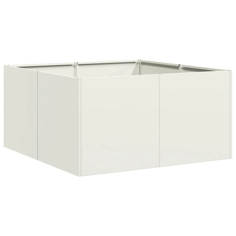 Doniczka Biała 80x80x40 cm Stal walcowana na zimno
