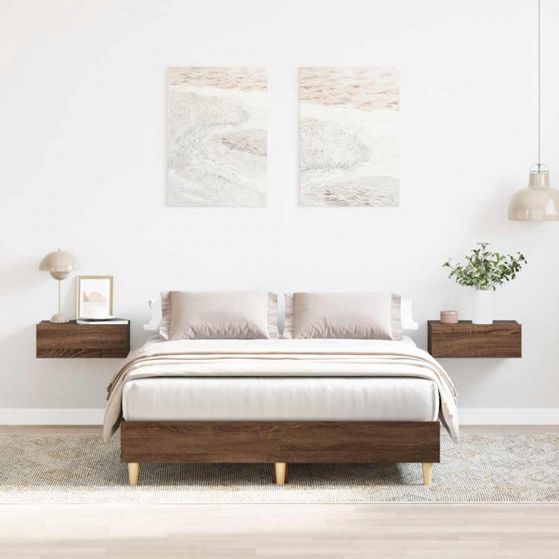Rama łóżka bez materaca Brązowy dąb 140x190 cm Drewno klejone