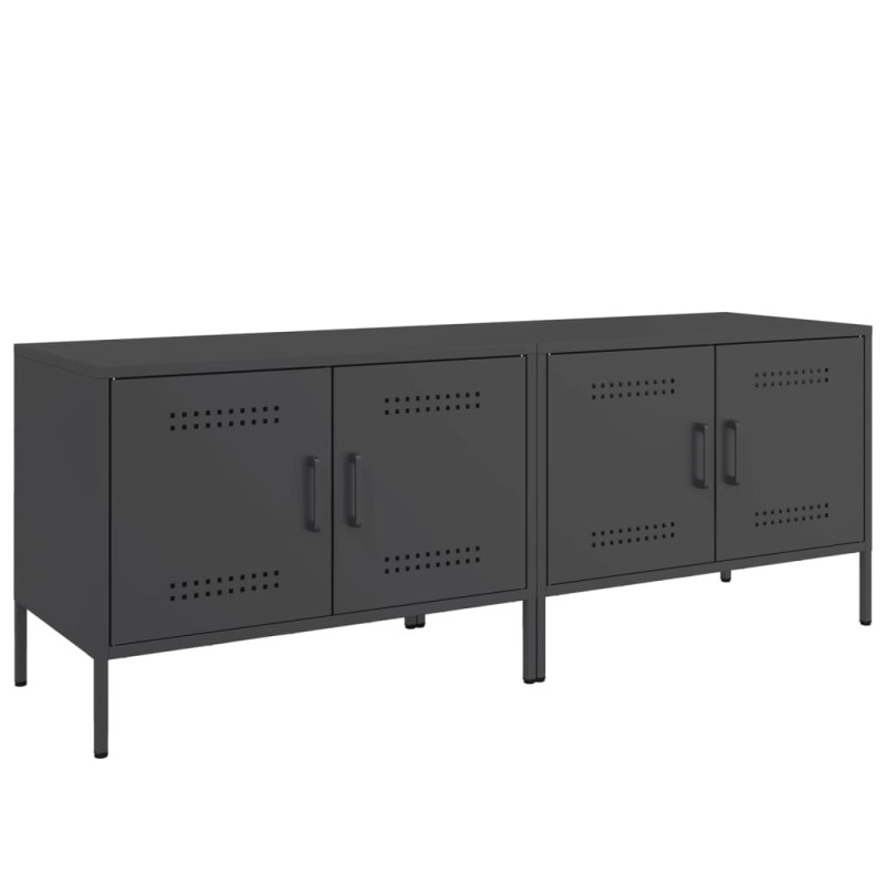 Szafki RTV, 2 szt., czarne, 68x39x50,5 cm, stalowe