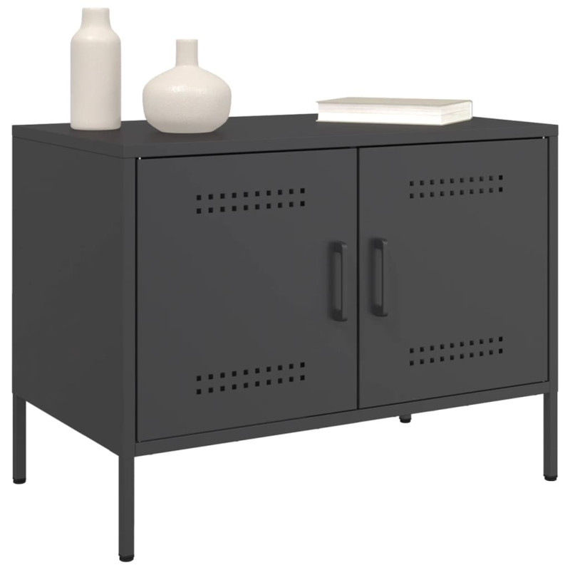 Szafki RTV, 2 szt., czarne, 68x39x50,5 cm, stalowe