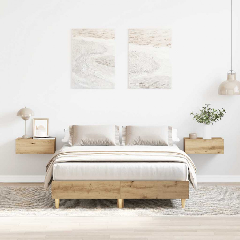 Rama łóżka bez materaca Artisan Oak 140x190 cm Drewno klejone