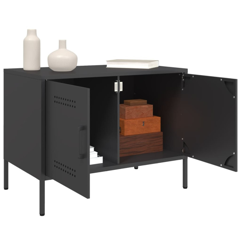 Szafki RTV, 2 szt., czarne, 68x39x50,5 cm, stalowe