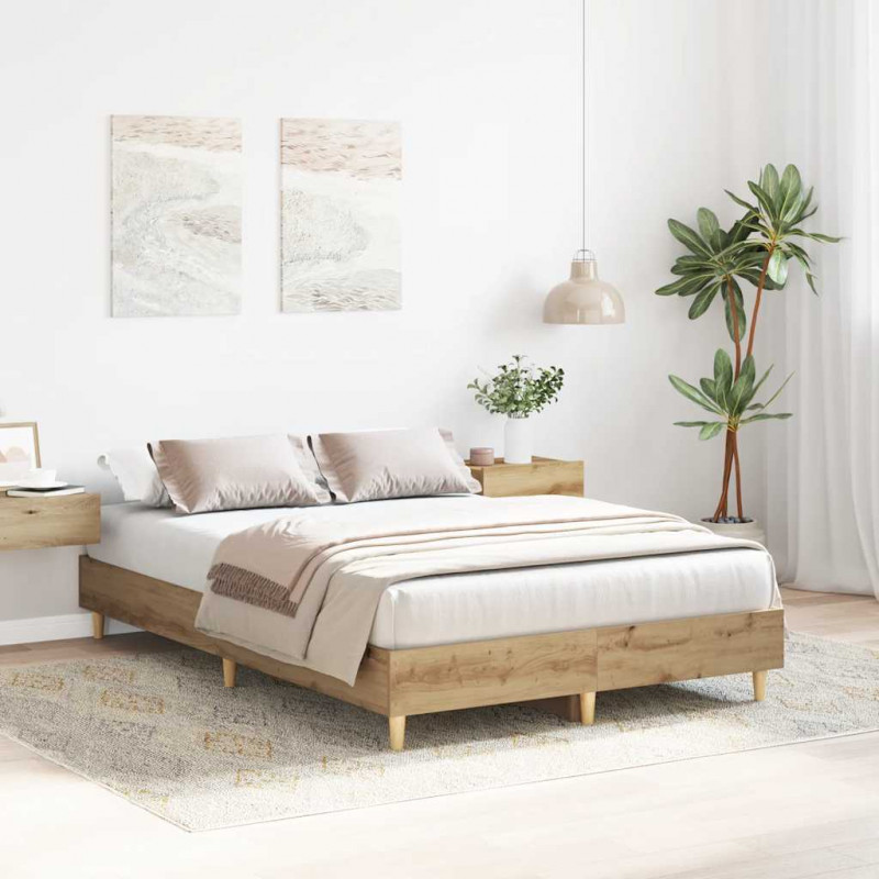 Rama łóżka bez materaca Artisan Oak 140x190 cm Drewno klejone