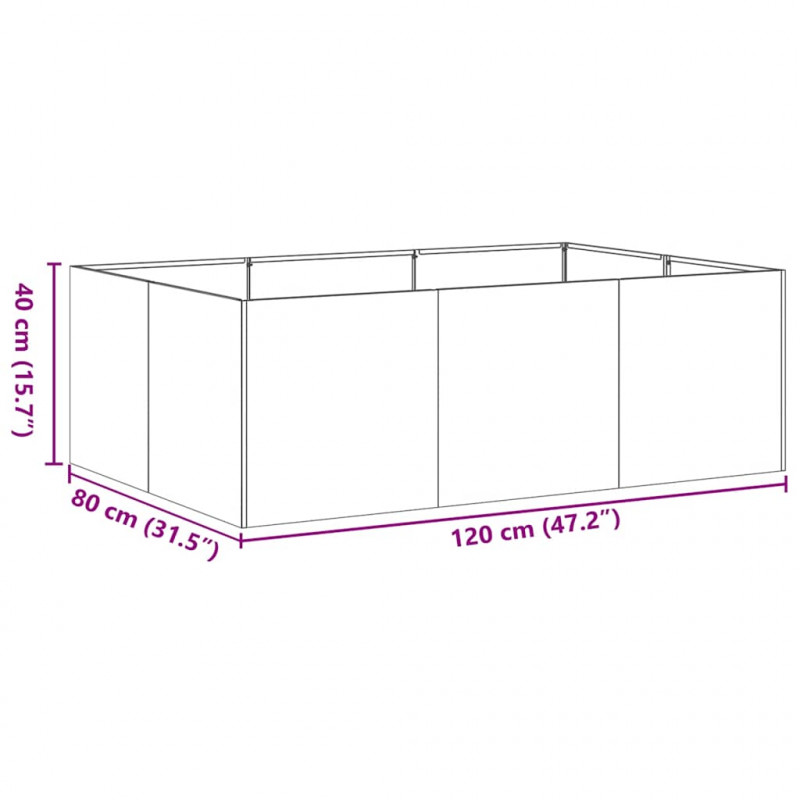 Doniczka Antracyt 120x80x40 cm Stal