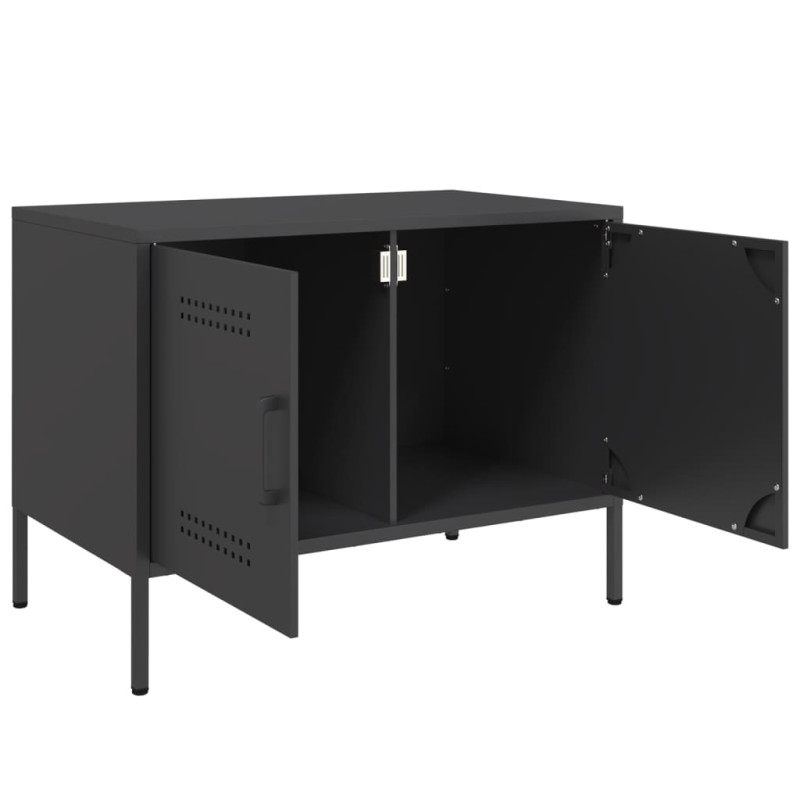 Szafki RTV, 2 szt., czarne, 68x39x50,5 cm, stalowe