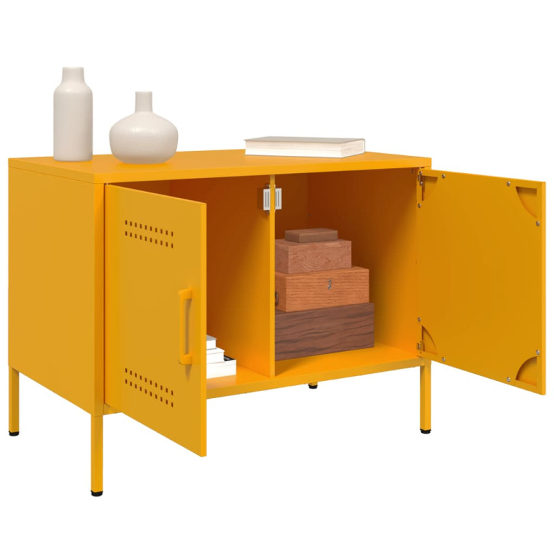 Szafka pod telewizor, musztardowa, 68x39x50,5 cm, stalowa