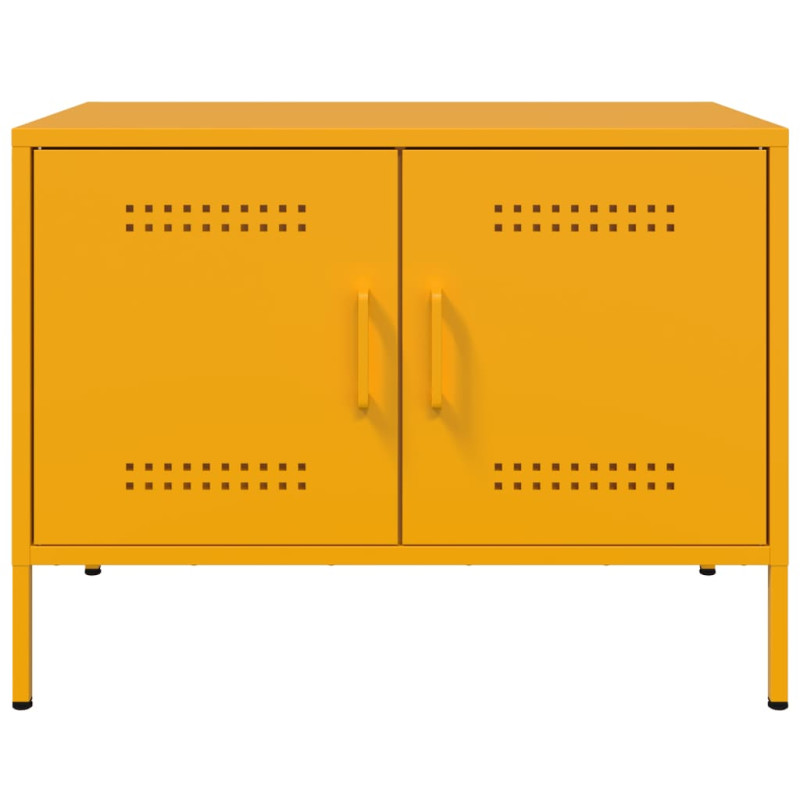 Szafka pod telewizor, musztardowa, 68x39x50,5 cm, stalowa
