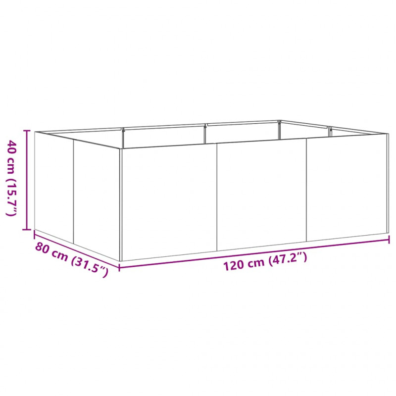 Doniczka Rusty 120x80x40 cm Stal nierdzewna
