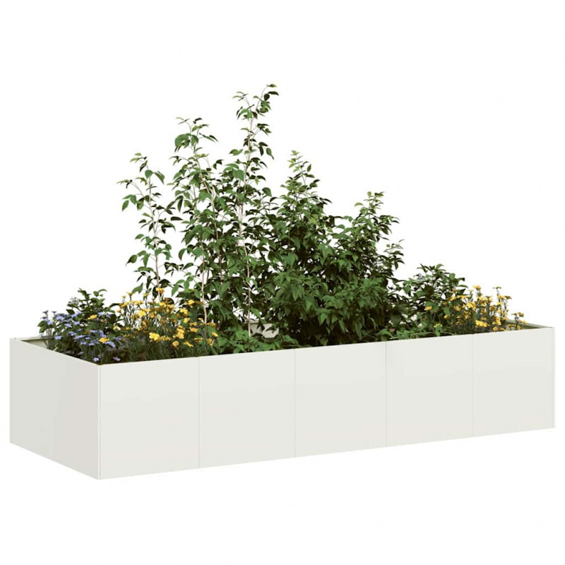 Doniczka Biała 200x80x40 cm Stal