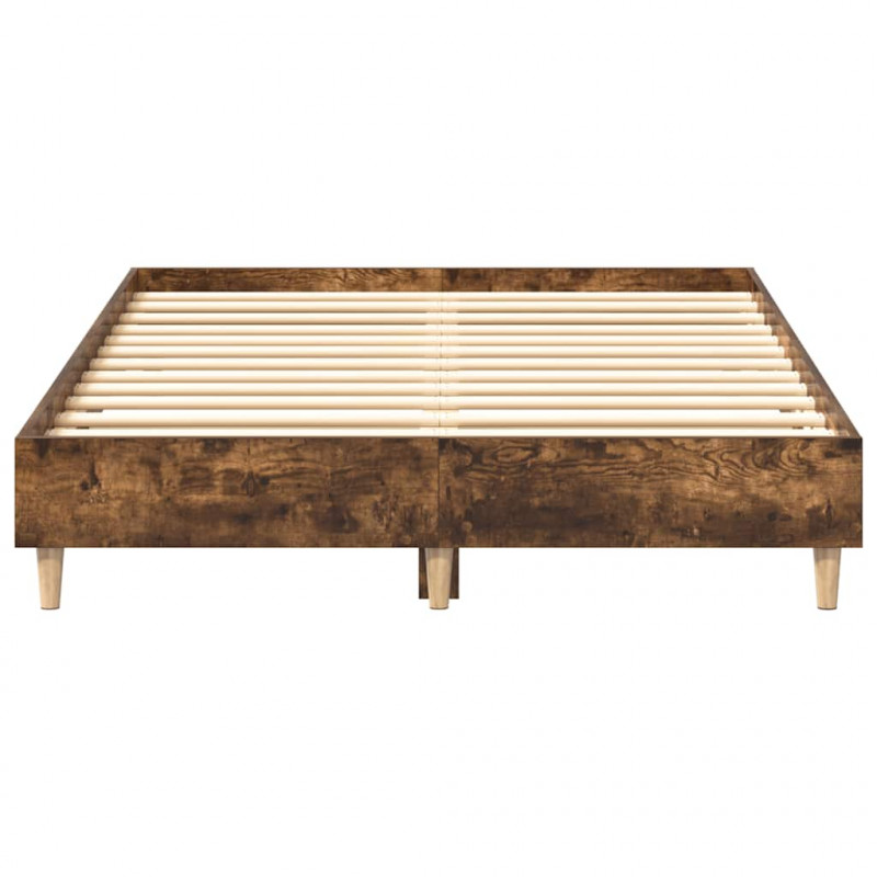 Rama łóżka bez materaca dąb wędzony 135x190 cm drewno klejone