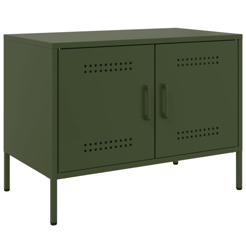 Szafka pod telewizor, oliwkowa, 68x39x50,5 cm, stalowa