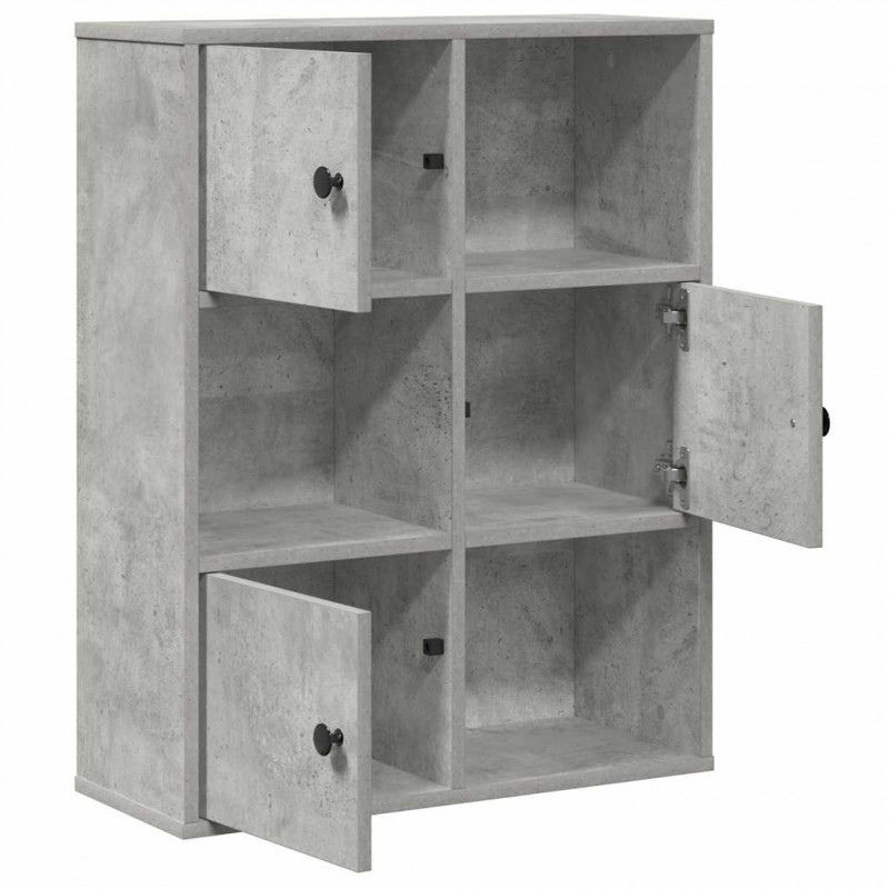 Regał, szarość betonu, 60x24x76,5 cm, materiał drewnopochodny