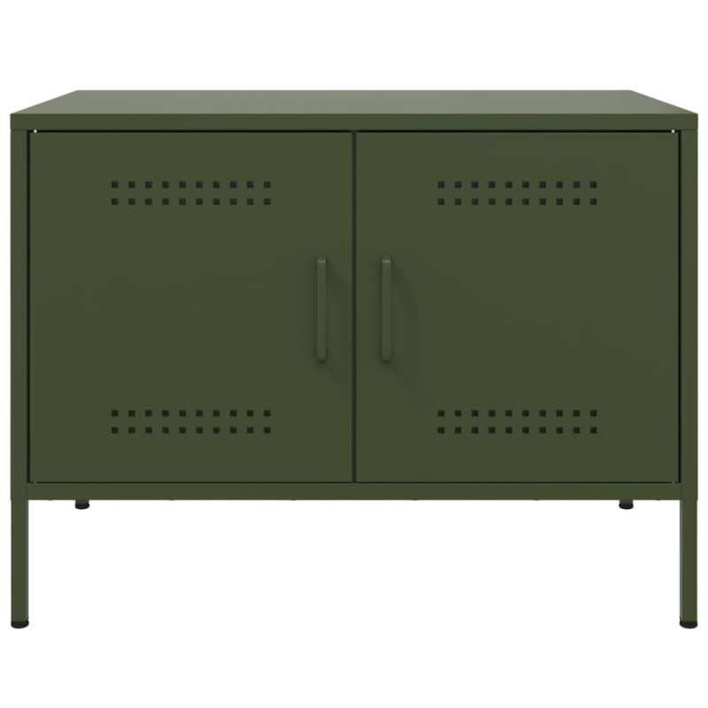 Szafka pod telewizor, oliwkowa, 68x39x50,5 cm, stalowa