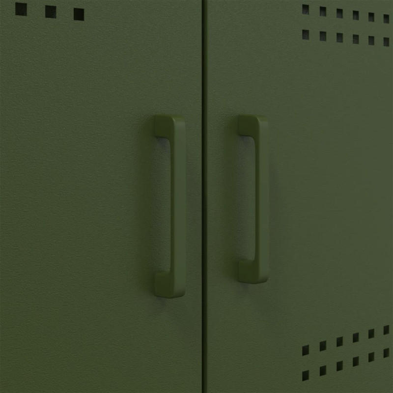 Szafka pod telewizor, oliwkowa, 68x39x50,5 cm, stalowa