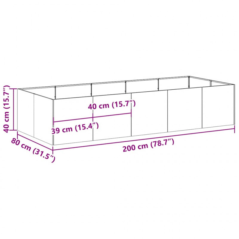 Doniczka Rusty 200x80x40 cm Stal nierdzewna