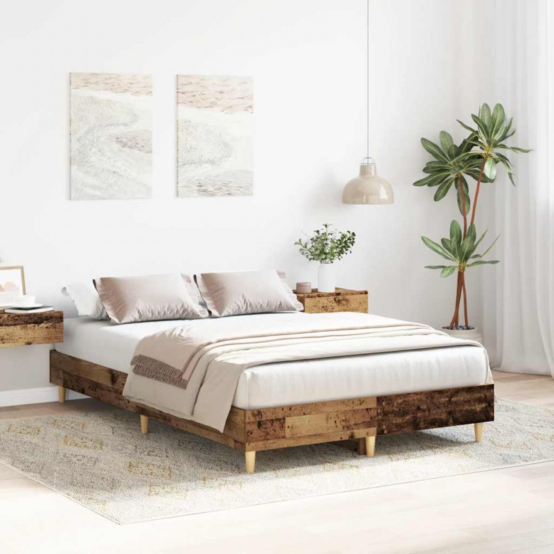 Rama łóżka bez materaca Stare drewno 120x190 cm Drewno klejone