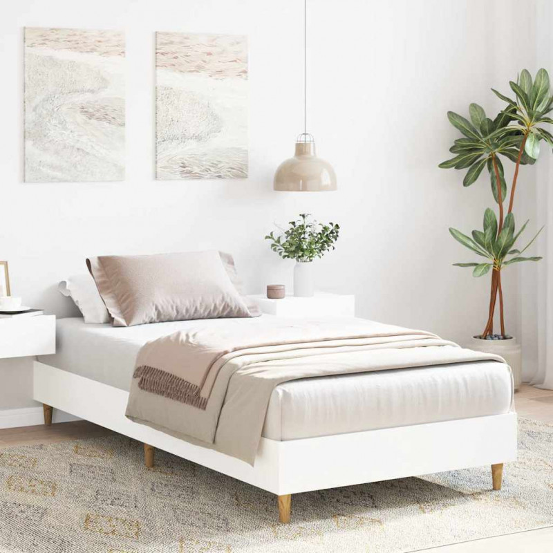 Rama łóżka bez materaca Biała 90x190 cm Drewno klejone