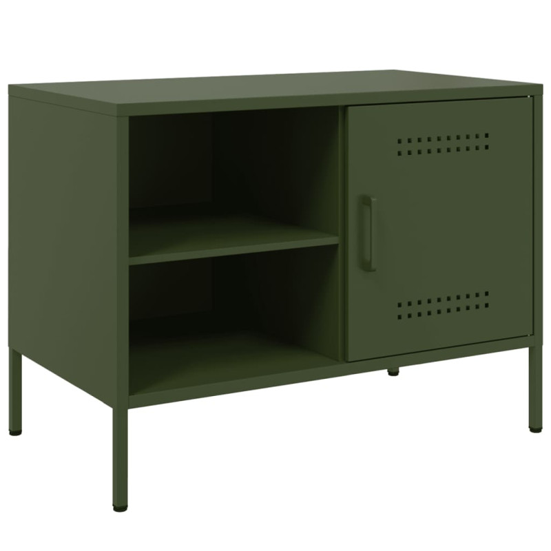 Szafki pod telewizor, 2 szt., oliwkowe, 68x39x50,5 cm, stalowe