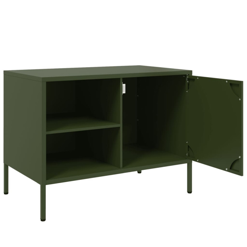 Szafki pod telewizor, 2 szt., oliwkowe, 68x39x50,5 cm, stalowe