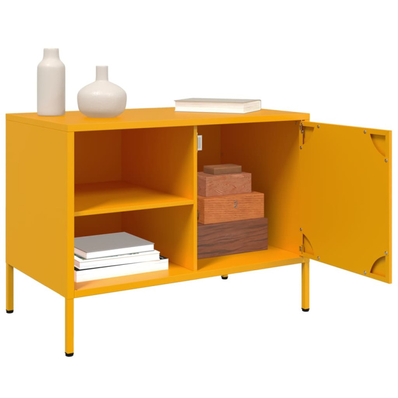 Szafki pod telewizor, 2 szt., musztardowe, 68x39x50,5 cm, stal