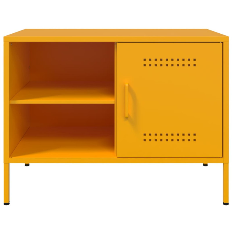Szafki pod telewizor, 2 szt., musztardowe, 68x39x50,5 cm, stal
