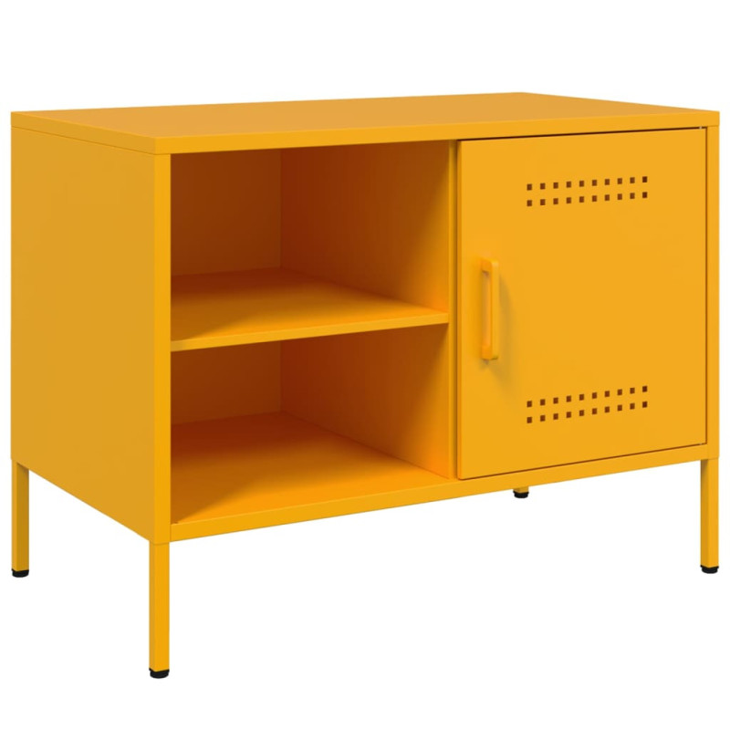 Szafki pod telewizor, 2 szt., musztardowe, 68x39x50,5 cm, stal