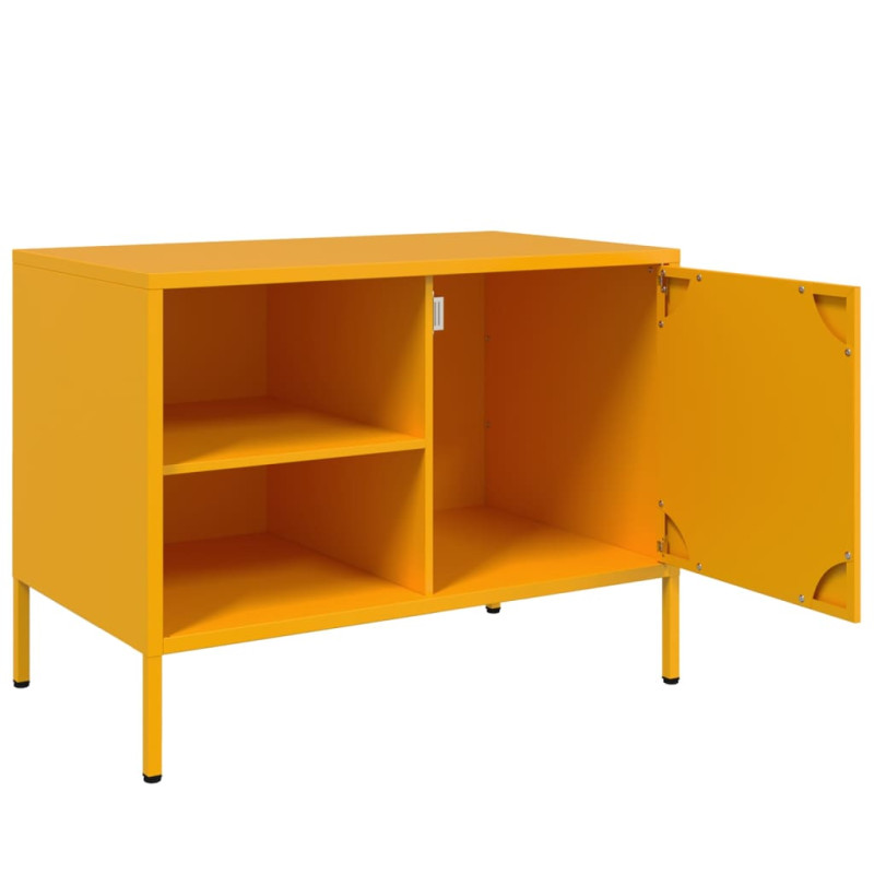 Szafki pod telewizor, 2 szt., musztardowe, 68x39x50,5 cm, stal