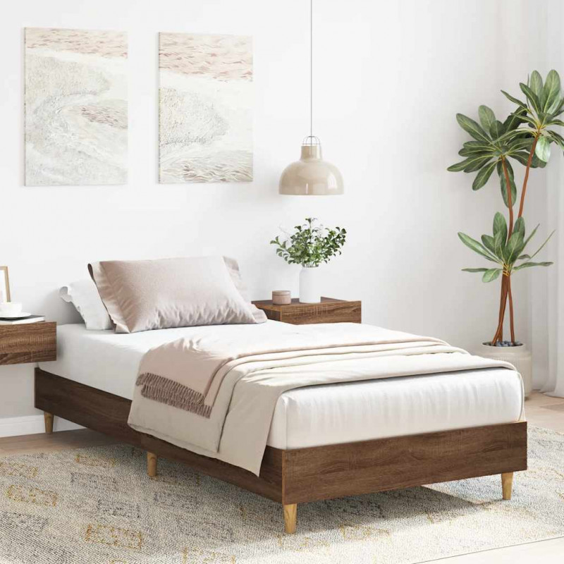 Rama łóżka bez materaca Brązowy dąb 90x190 cm Drewno klejone