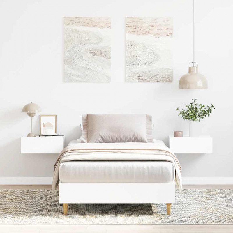 Rama łóżka bez materaca Biała 75x190 cm Drewno klejone