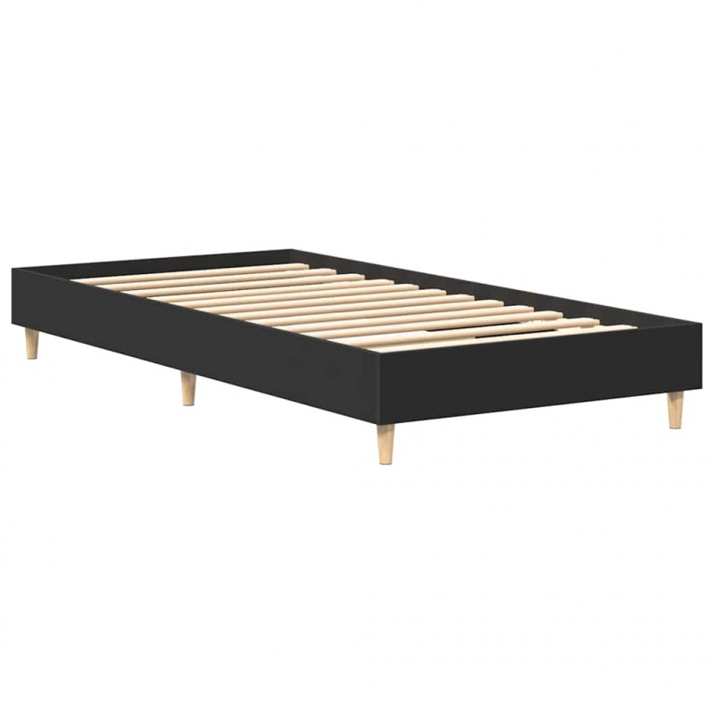 Rama łóżka bez materaca czarna 75x190 cm drewno klejone