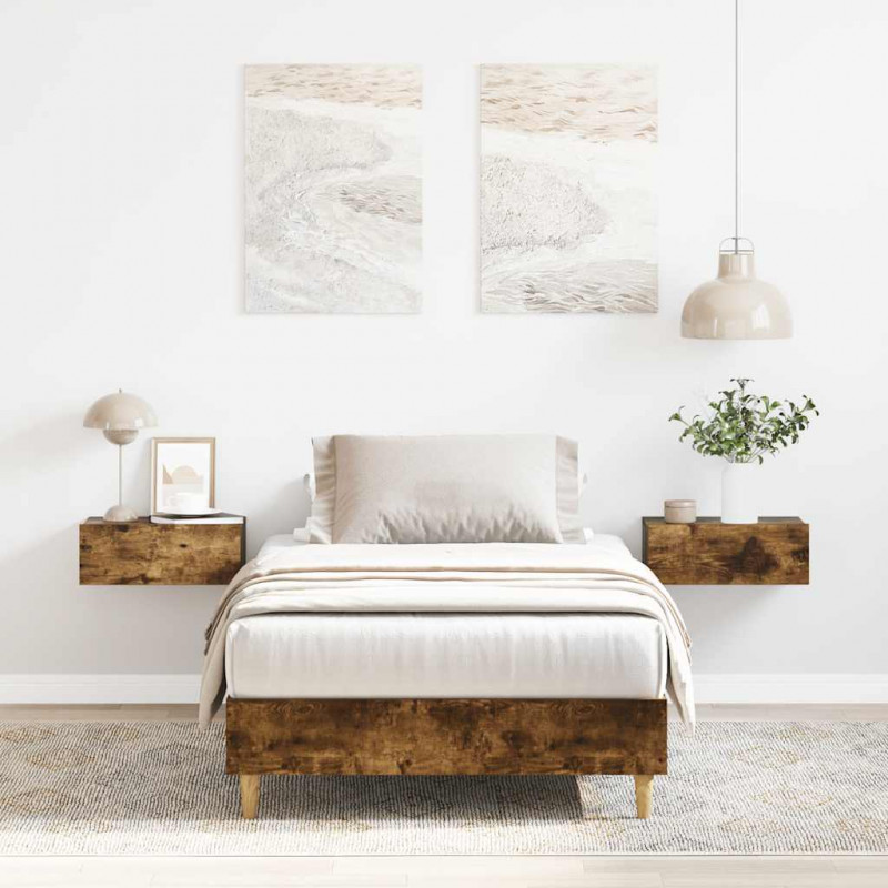 Rama łóżka bez materaca dąb wędzony 75x190 cm drewno klejone
