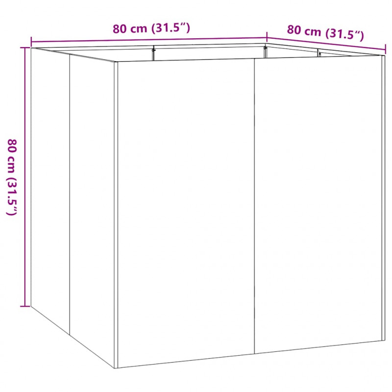Doniczka Rusty 80x80x80 cm Stal nierdzewna