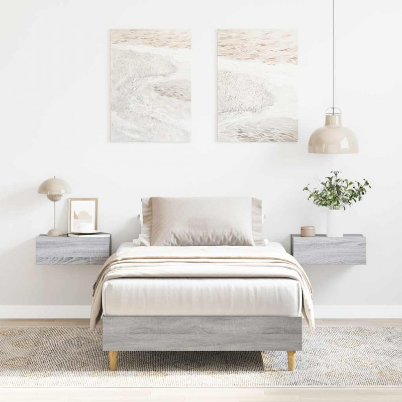 Rama łóżka bez materaca Szary Sonoma 75x190 cm Drewno klejone