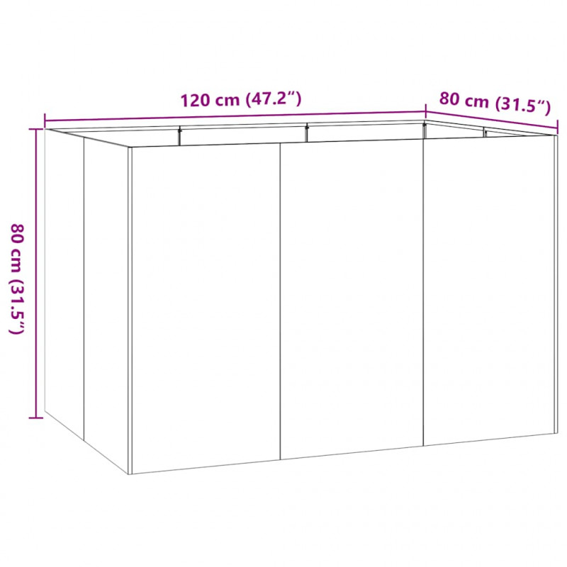 Doniczka Biała 120x80x80 cm Stal