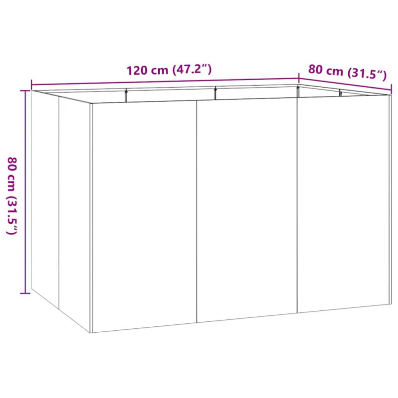 Doniczka 120x80x80 cm Stal ocynkowana