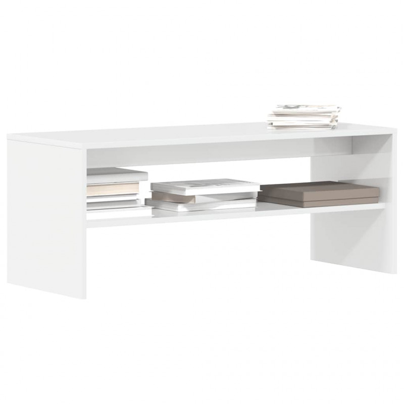 Szafka pod TV, biała, wysoki połysk, 100x40x40cm, płyta wiórowa