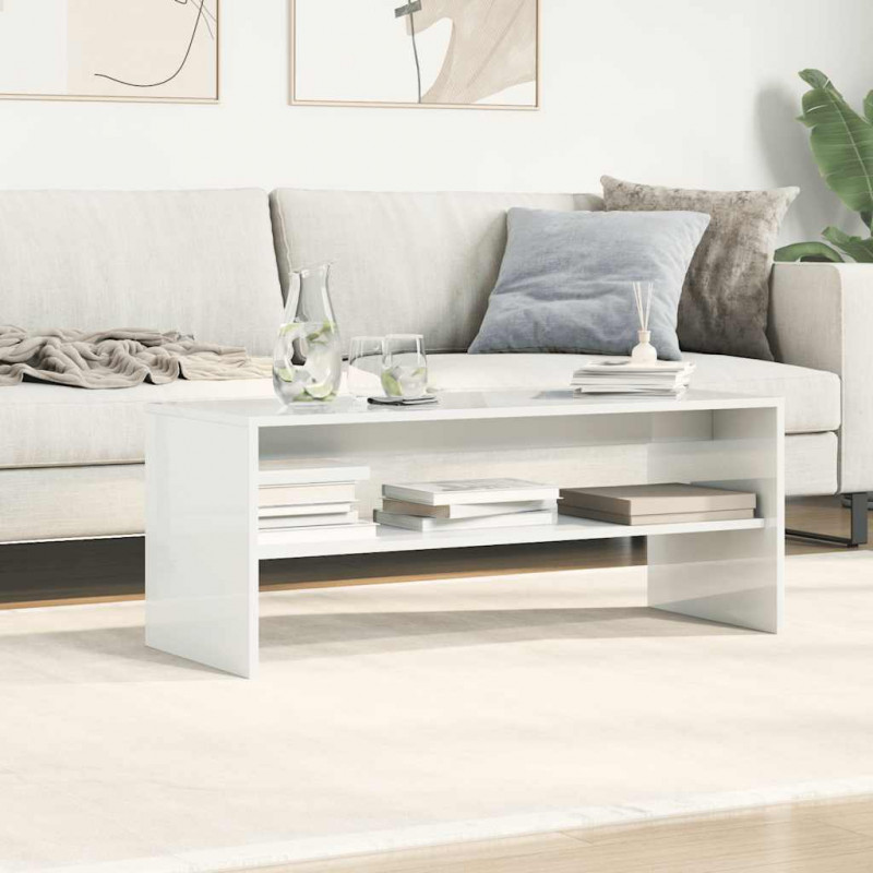 Szafka pod TV, biała, wysoki połysk, 100x40x40cm, płyta wiórowa