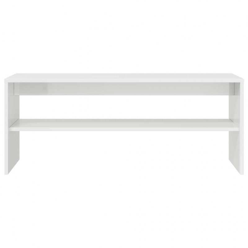 Szafka pod TV, biała, wysoki połysk, 100x40x40cm, płyta wiórowa