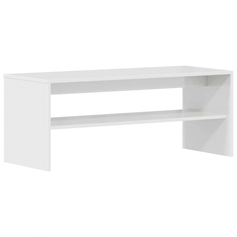 Szafka pod TV, biała, wysoki połysk, 100x40x40cm, płyta wiórowa