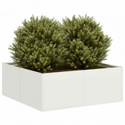 Doniczka Biała 80x80x30 cm Stalowa