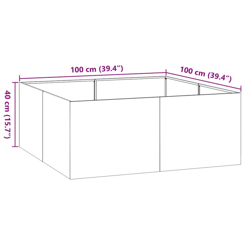 Doniczka Rusty 100x100x40 cm Stal nierdzewna