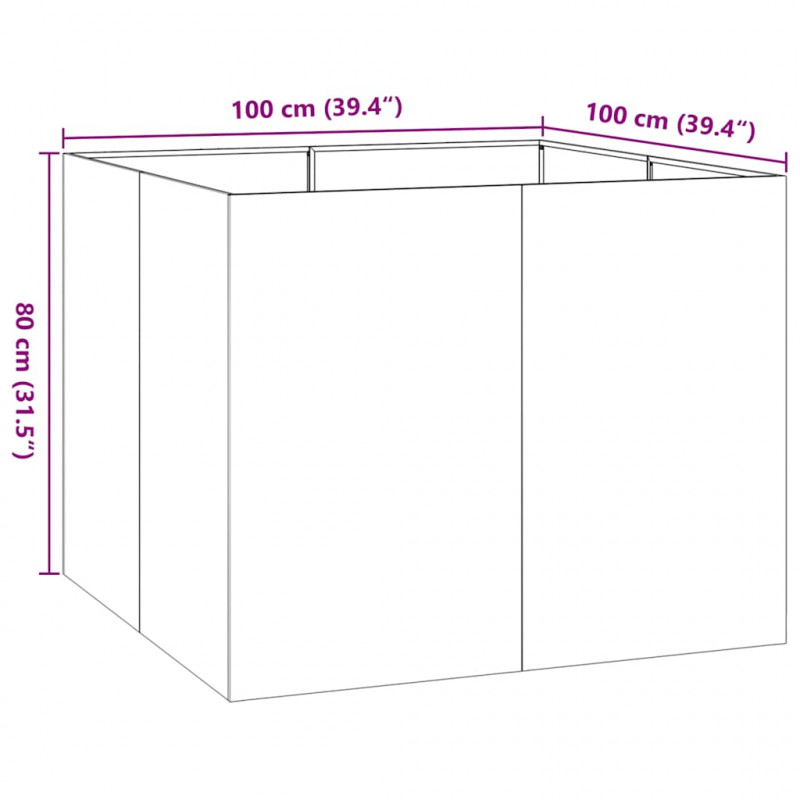 Doniczka Rusty 100x100x80 cm Stal nierdzewna