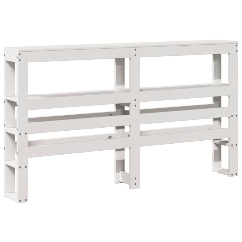 Wezgłowie do łóżka, z półkami, białe, 150 cm, drewno sosnowe