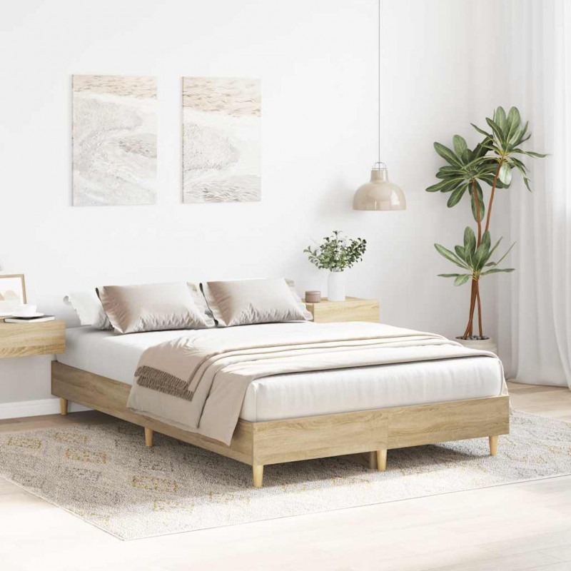 Rama łóżka bez materaca Dąb Sonoma 120x200 cm Drewno klejone