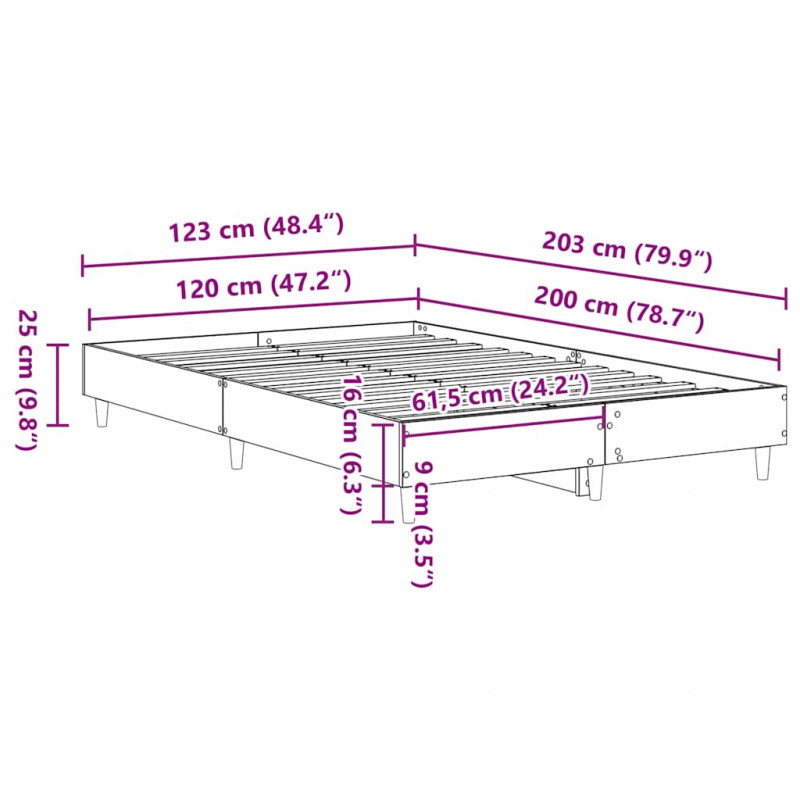 Rama łóżka bez materaca dąb wędzony 120x200 cm drewno klejone