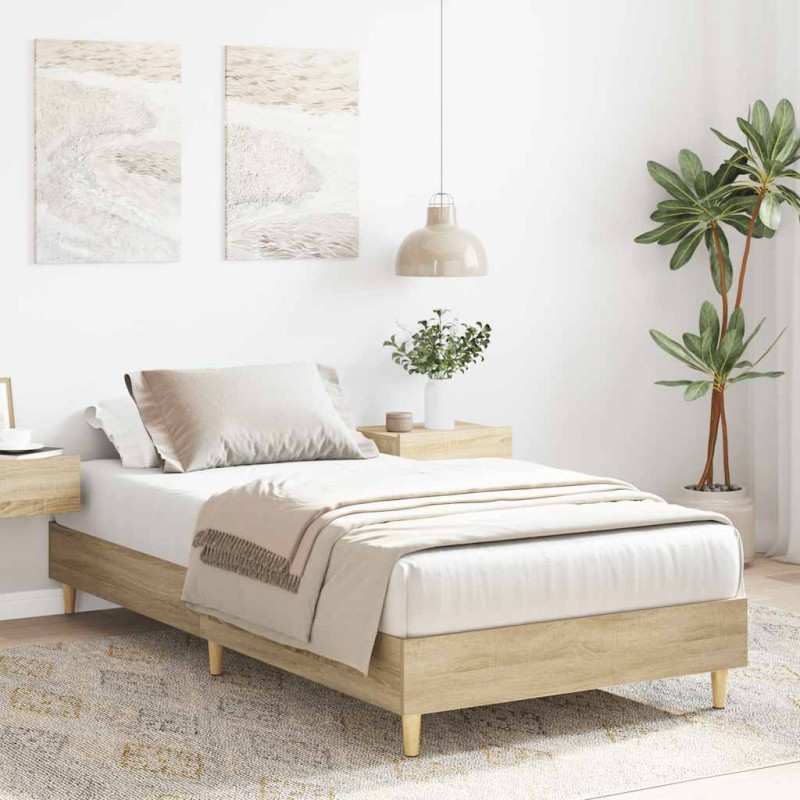 Rama łóżka bez materaca Dąb Sonoma 100x200 cm Drewno klejone